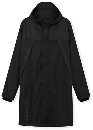 OAK25 Impermeabile Uomo e Donna Nero - Everyday Raincoat - Poncho Antipioggia Riflettente - Mantella Antipioggia Unisex con Fodera in Pile - Giacca per la Pioggia - Colonna d'acqua 10.000mm