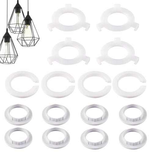 16 Pcs Lampshade Reducer Ring Adapter, Lamp Shade Fitting Washer for Socket Replacement - White and Black