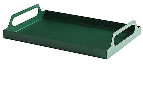Ciieeo Bandeja Rectangular De Hierro Grande con Asas, Bandeja Metálica Verde para Servir Aperitivos y Postres, Adecuado para Cocina, Salón y Eventos Familiares