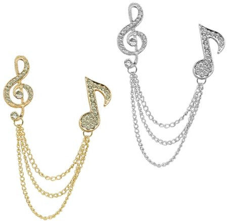 OATIPHO 2pièces Broche Musicale Pour Hommes Avec Design De Note De Musique Pince À Cravate Strass Accessoires De Mode Créatifs Pour Chemises Et Sacs