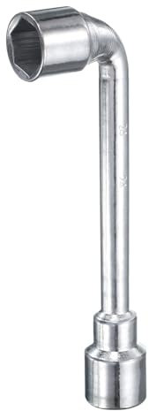 sourcing map L Shaped Angled Hex Socket Wrench 24mm 45# Steel Double Ended Metric 6 Point Tubular Socket Spanner for General Repairing, Pipeline, Bicycle Car Maintenance