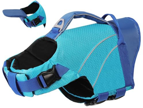 Schwimmweste für große Hunde (Größe XS-XXL)- mit Griff, Reflektoren & größenverstellbar, Rettungsweste für Bootfahren, Kanufahren, Schwimmen, Surfen | KONVINIT Dog Life Jacket