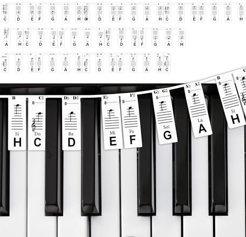 GPXIIZ Klaviertastatur-Notenetiketten für Anfänger | Abnehmbare Klavierführer für 88-Tasten | C-D-E-F-G-A-H | Aus Silikon | Keine Aufkleber Erforderlich | Wiederverwendbar und Kommt mit Box