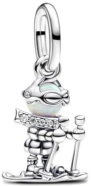 CHTLOR Charm Sparkling Crossover Star,Cupid Heart,Cross in Heart,Peacock,Rose,Skier, Charm 925 Sterling Silver Pendant Women's Necklace Bracelet DIY pendant Fit for European Bracelet