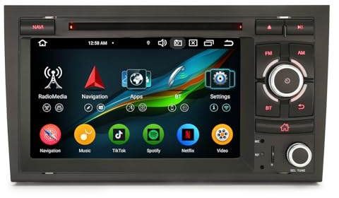 GONFEN 7 Zoll Android 14 8-Kern 4GB+64GB Autoradio für Audi A4 S4 RS4 8E 8F B9 B7 RNS-E Seat Exeo mit Bluetooth 5.0 Kabelloses Carplay Android Auto DAB+ GPS Navi RDS WiFi LTE Touchscreen DVD FM DSP