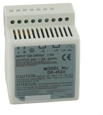 Rail Powers Supplys, fuente de alimentación DR-4524 45 W, salida única, 24 V, fuente de alimentación de conmutación de carril DIN CA/CC