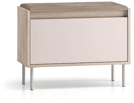 Lomadox Flur Garderobenbank 69 cm breit in Kaschmir mit Eiche, inkl. Sitzpolster
