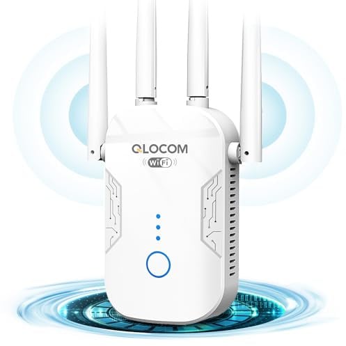 QLOCOM 2026 Nuevo Amplificador Señal WiFi 1200Mbps Repetidor WiFi Largo Alcance, Doble Banda 5GHz y 2.4GHz WiFi Booster con WPS, Extensor WiFi Compatible con Todos los Routers