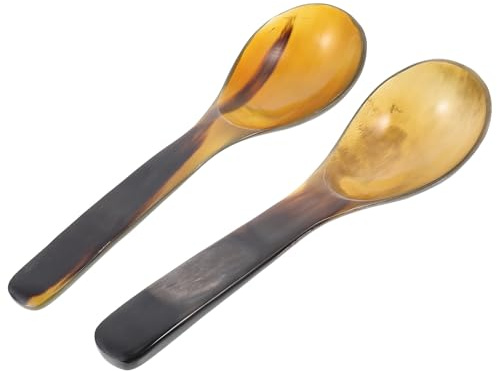 Cabilock Cucharas Quenelle de Cuerno de Buey para Arroz y Mostaza 2 Piezas Utensilios Duraderos para Oficina y Cocina