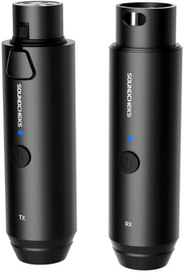 Soundcheks Wireless Microphone Transmitter Receiver,2.4GHz XLR Wireless Microphone Transceiver System 24-bit/192kHz,High-Resolution for 5V Dynamic Microphones,Audio Mixer,PA System,Camera （1 TX 1 RX）