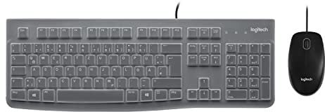 Logitech MK120 Desktop for Education mit Silikonhülle, kabelgebundene Tastatur und Maus für Windows, optische Maus, USB Plug-and-Play, volle Größe, PC/Laptop, Deutsches QWERTZ-Layout - Schwarz