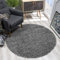 SANAT Teppich Rund - Grau Hochflor, Langflor Modern Teppiche fürs Wohnzimmer, Schlafzimmer, Esszimmer oder Kinderzimmer, Größe: 80x80 cm