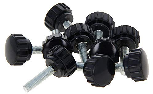 Othmro 10 manopole di serraggio zigrinate con filettatura maschio M5 x 20 mm, impugnatura a vite a testa tonda, in plastica nera, in bachelite, manico dritto, vite filettata, pomello a sfera per