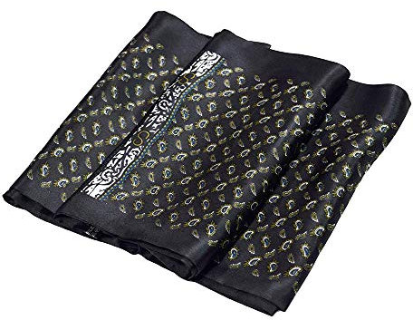 UK_Stone Klassisch Seidenschal Paisley Blumen Halstuch Herren Schal Schwarz