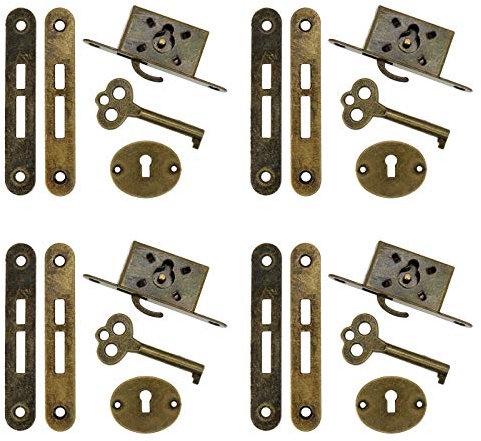 Coshar 4 Set Bronze Schloss Klein Einsteckschloss Schrank Schublade Schloss Alten Stil Montage Schloss Flachschloss Oberfläche
