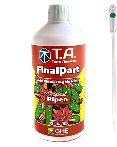 IVORYS-GARDEN GHE Ripen 1 Liter General Europe Hydroponics Terra Aquatica T.A. Final Part + Pipette Flüssig Dünger für Hydro Kultur Koko und Erde NPK Duenger 0-6-5 Endphasen Ripener