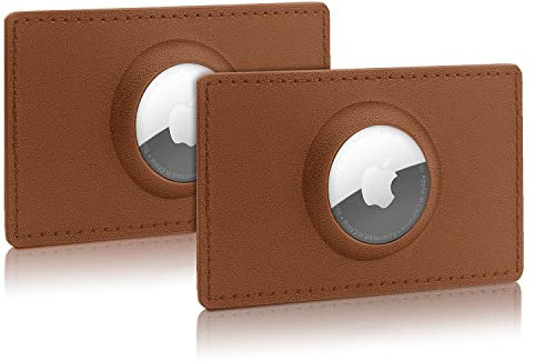 WALLFID AirTag - Portafogli in pelle per Apple AirTag, 2 pezzi, colore: marrone
