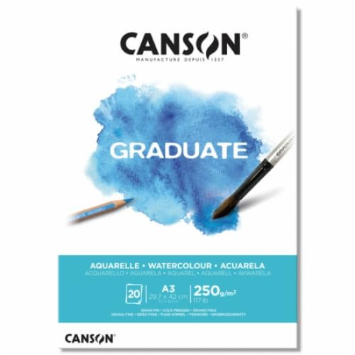Canson® Graduate Aquarellpapier, A3, 250 g/m², 20 Blatt, fein, weiß