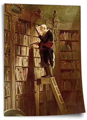 Printistico Poster Carl Spitzweg - Der Bücherwurm Kunstdruck ohne Rahmen, Wandbild - A4, A3, A2, A1, A0, XXL - Wohnzimmer, Schlafzimmer, Küche, Deko
