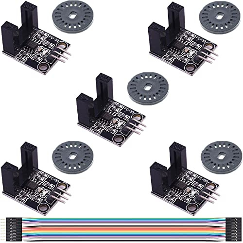 Youmile 5 Stück Geschwindigkeitsmesssensor Photoelektrischer Infrarot Zählsensor LM393 H2010, Motordrehzahlsensormodul mit Encodern, DuPont-Kabel