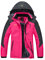 YSENTO Damen Winterjacke Wasserdicht Skijacke Outdoor Softshelljacke Warm Fleecejacke Funktionsjacke mit Abnehmbarer Kapuze(Rose,M)
