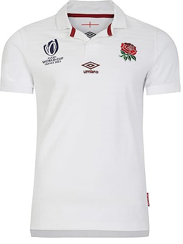 Umbro Kids Official England Rugby 2023 Home Jersey, White, YM
