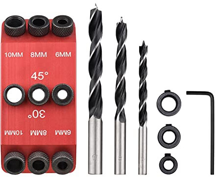 WANAONE 30 45 90 grados guía de agujeros portátil para carpintería, multiángulo, 3 tamaños