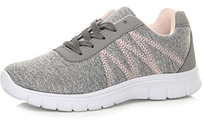 AJVANI lace up Comfort Memory Foam Trainers Sneakers Plimsolls Size 3 36 Grey
