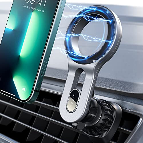 LISEN Soporte para coche compatible con MagSafe, color plateado