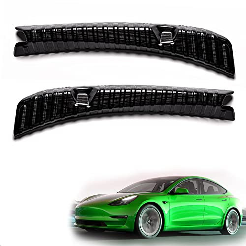 Shop4EV Schutzblende Kofferraum Ladekante Ladekantenschutz Zubehör Edelstahl Set 2-Teilig Kofferraum Schutz Stoßstangenschutz Kompatibel mit Tesla Model 3 (Schwarz)