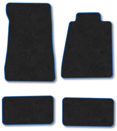 Mercedes Sl [R107] 1972-1989 Car Mats Accessories Tailored Fit Carpet Floor Mats non Slip Blue Trim Full Coverage Compatible Accessory Front Rear Set Anti Slip Granulated Backing Hand-Finished Clips