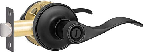 Supstron Privacy Door levers, Matte Black Door Handles Perfect for Commercial and Residential, Keyless Interior Door Lockset for Bedrooms or Bathrooms with Thumb Turn Lock, 1Pack.