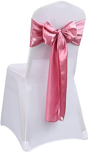 DELICK Bandes de Chaise, Noeud de Chaise de Mariage en Satin coloré for Couvre-Chaise, Rouge, 50pcs (Color : Geel, Size : 50Pcs) (Color : Rose Gold, Size : 10Pcs)