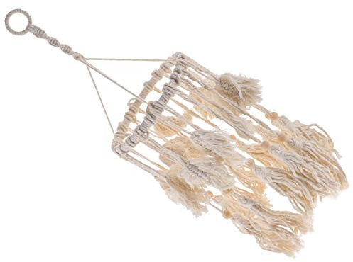 LIFKOME Lampenschirm Aus Baumwollseil Mit Fransen Tischlampenschirm Boho-stehlampenschirm Abdeckung Für Boho-pendelleuchte Bohemian-hängelampenschirm Baumwollfaden Quaste Weiß Bambuskreis