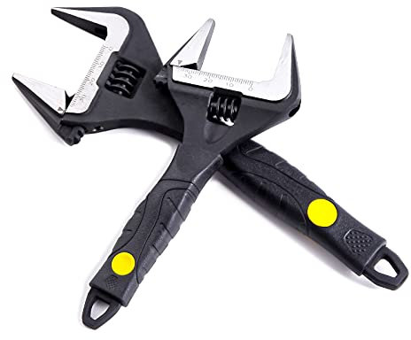 Zeguard Adjustable Spanner Set, Wide Jaw Opening Adjustable Wrench, Heavy-Duty Plumbing Tools for Plumbers, 6 inch/165mm and 8 inch/215mm