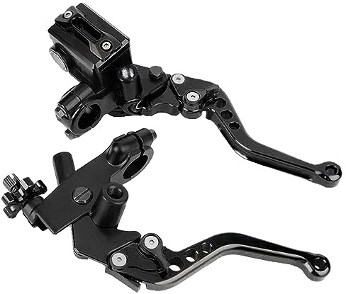 MOCNT 1 Paio Leve Frizione Freno Moto 22mm Leva Freno del Cilindro Principale Motociclo Idraulico Maniglia Pompa Freno Serbatoio Cilindro Principale della Frizione Freno Nero