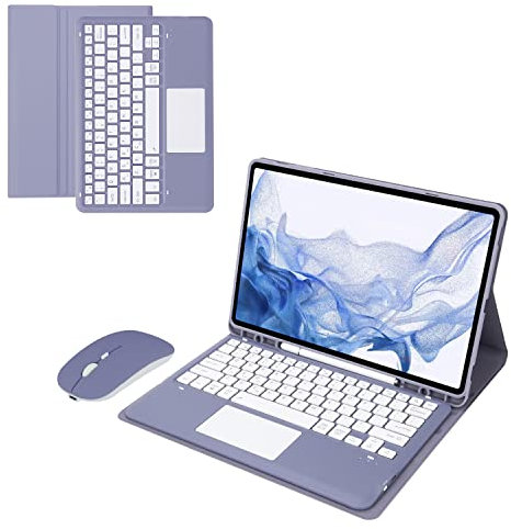 GUPENAA Keyboard Case for Samsung Galaxy Tab S9 Ultra 14.6'' 2023 (SM-X910/X916B) with Pencil Holder, Magnetic Detachable Keyboard with Bluetooth Mouse,Purple