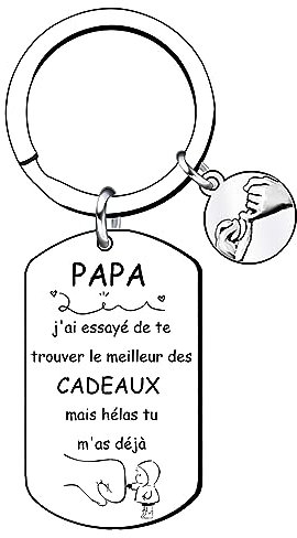 QTZXZX Porte-clés Papa Meilleur - Cadeau de Fête des Pères, Baptême et Noel pour Hommes