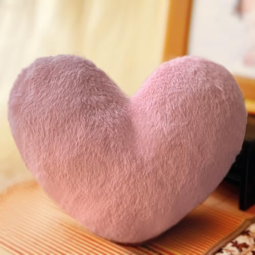 ODIWEN Herzkissen, Herz Kissen Kinderzimmer, Dekokissen Kopfkissen, Zierkissen, Plüsch Sofakissen, Kuschelkissen für Kinderzimmer Sofa Dekoration, Plüsch Kissen in Herzform, Schmusekissen(Rosa)