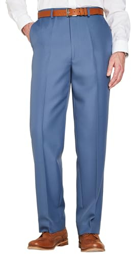 Chums Men's Formal Elasticated Trousers Comfort Fit Pants Smart Trousers for Men Airforce 42W / 27L