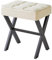 IBUYKE Quadratischer Make-up Hocker mit X-Bein Fußstütze, Leinen Fußstütze Hocker, Ottoman Sitz Eitelkeitshocker, Multi-Use als Kleiner Beistelltisch, für Schlafzimmer, Wohnzimmer, Leinen L/G-70Y