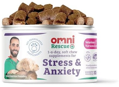 Omni Dog Anxiety Relief Supplement - Dragons’ Den Winners, One-a-Day Supplements for Dogs, Aids Stress and Anxiety with L-Tryptophan, L-Theanine for Calming, 30 Servings, Large Dog 30+Kg
