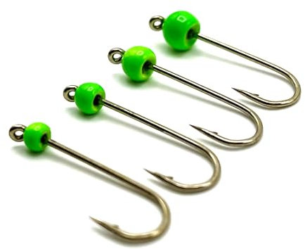 KOLIBRI Tungsten Micro Jighaken Set - je 4 STK. | Forellen Wolframperlen Ultralight Haken zum Angeln mit Gummiköder | Tungsten Jigs Trout Fishing Hooks