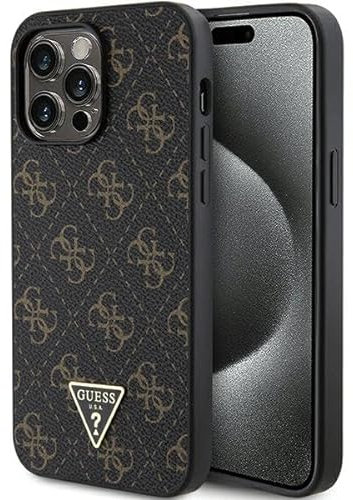 Guess GUHCP15XPG4GPK Hülle für iPhone 15 Pro Max 6.7 Schwarz hardcase 4G Triangle Metal Logo