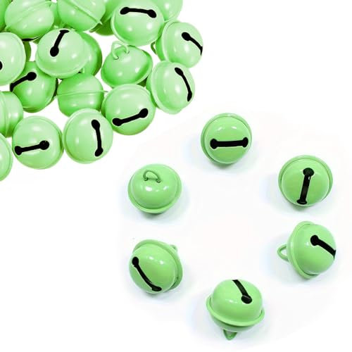 Smaragdgrüne Glöckchen aus Metall, runde Glöckchen, kleine Glocken, farbige Weihnachtsglocken für Weihnachten, Windspiele, Schmuck, Ornamente, Urlaub, Zuhause, Party, Dekoration, 30 Stück