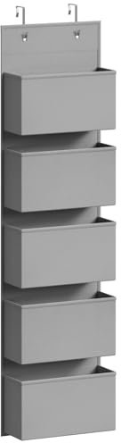 Lifewit 5 Taschen Hängeaufbewahrung, Tür Organizer, Hängeregal Lagerung für Bad, Schlafzimmer, Schlafsaal, 12 x 33.5 x 122.5 cm, Grau