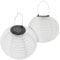 LED Solar Lampion aus Nylon - 2 Stück 30 cm - Garten Deko Beleuchtung warm weiß - Solarleuchte Laterne Leuchtkugel Dekoleuchte Partylicht für Außen wetterfest