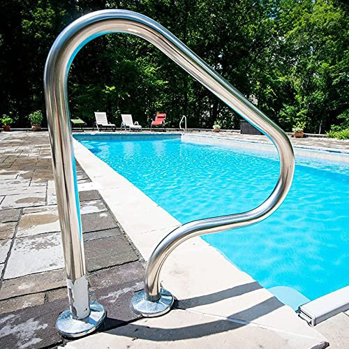 TQVLNMCR Schwimmbadleiter, Pool-Sicherheitshandläufe, Poolleiter Aus Edelstahl, Rutschfest, Korrosionsbeständig, Rostfrei, Im Boden, Poolleiter, Für Schwimmbäder, Pontons, Docks Und Mehr