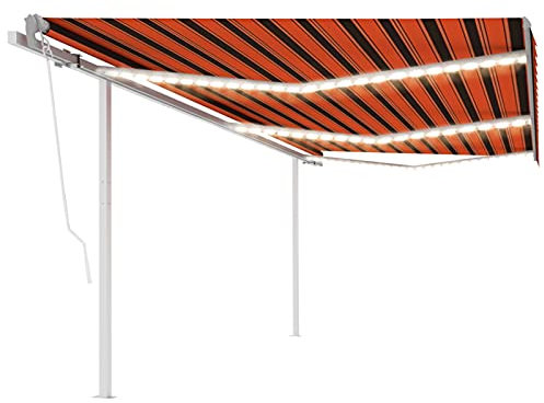 Homgoday Automatisches Zelt mit Windsensor und LED, 6 x 3 m, Orange Braun, Möbel, Outdoor-Zelt für Privatsphäre, Markise für Garten, Sonnensegel für Außenbereich, Seitenmarkise für Terrasse