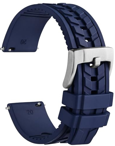 WOCCI Uhrenarmband, FKM-Gummi (Nicht Silikon), Ersatzbänder für Damen und Herren, Schnellverschluss, Compatible Uhrenanstoßbreite 20 mm 22 mm
